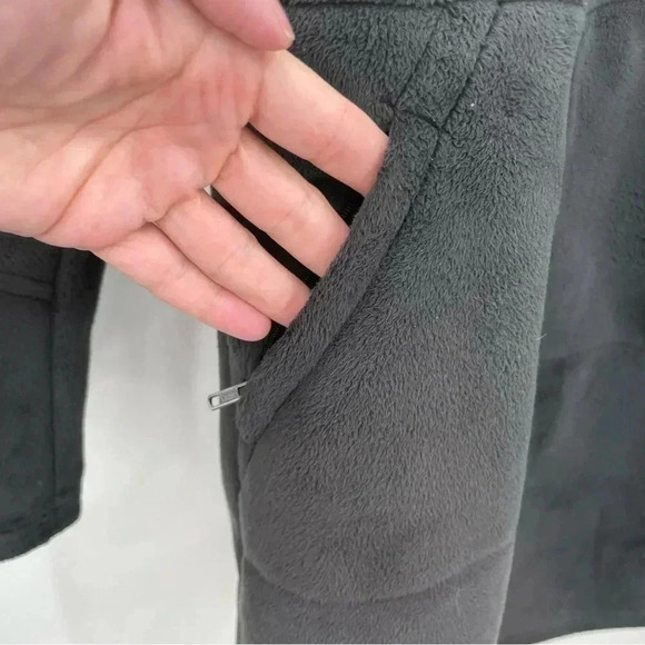 Athleta Women's Long Sherpa Minka Coat XS Black Fleece Zipper Closure Pockets - Picture 8 of 16